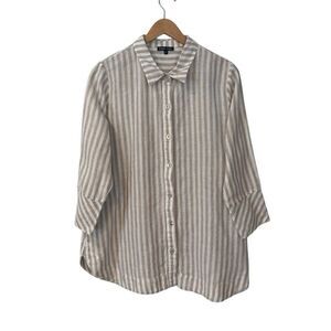 Boho Chic Lagenlook Linen Button Down Shirt Women Size XL